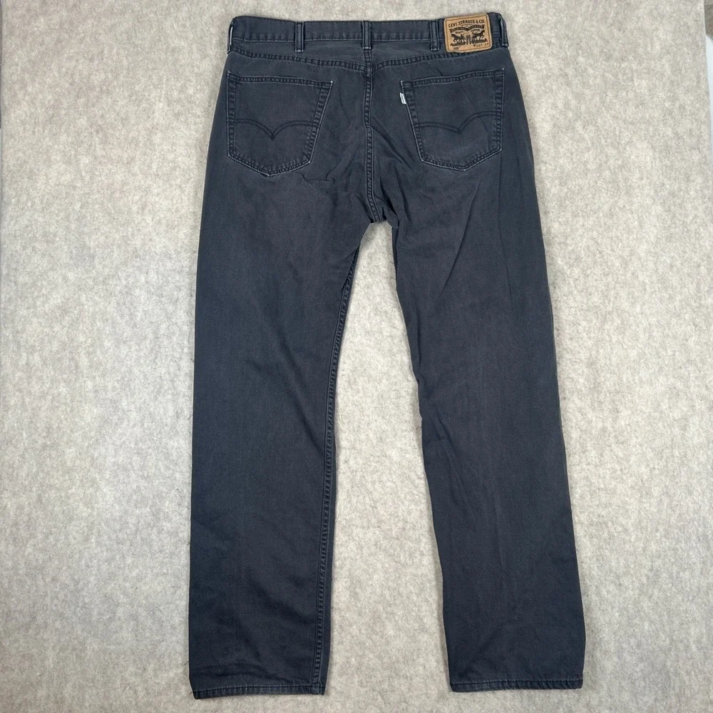 Levi‎ 505 Mens Jeans W38 L34 Dark Gray White Tab Straight Fit Casual Pants